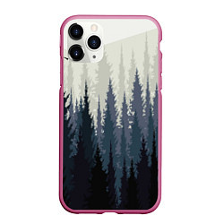 Чехол iPhone 11 Pro матовый Лес, цвет: 3D-малиновый