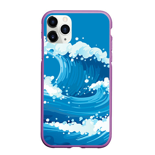 Чехол iPhone 11 Pro матовый Волны / 3D-Фиолетовый – фото 1