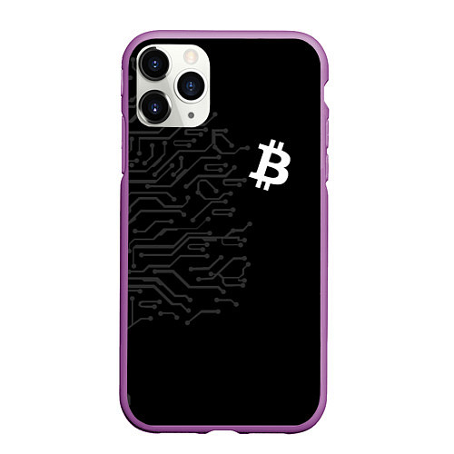 Чехол iPhone 11 Pro матовый БИТКОИН BITCOIN / 3D-Фиолетовый – фото 1