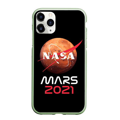 Чехол iPhone 11 Pro матовый NASA Perseverance / 3D-Салатовый – фото 1