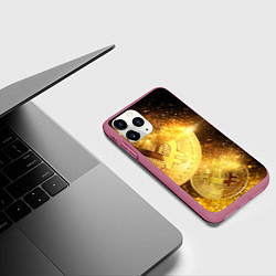 Чехол iPhone 11 Pro матовый БИТКОИН ЗОЛОТО BITCOIN GOLD, цвет: 3D-малиновый — фото 2
