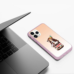Чехол iPhone 11 Pro матовый Анимешная девочка с нутэллой, цвет: 3D-розовый — фото 2