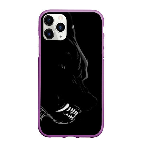 Чехол iPhone 11 Pro матовый Wolf / 3D-Фиолетовый – фото 1