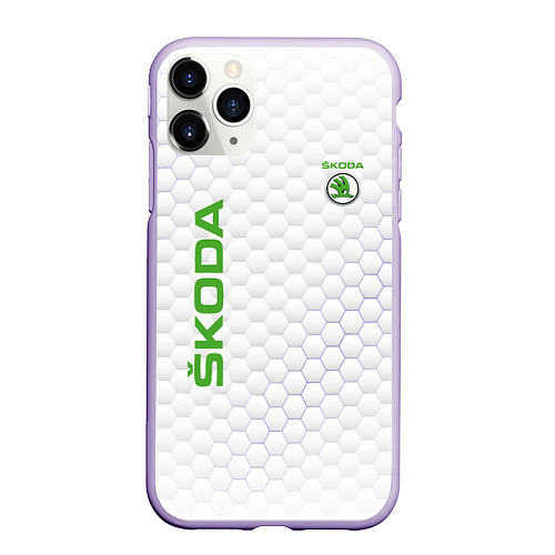 Чехол iPhone 11 Pro матовый SKODA / 3D-Светло-сиреневый – фото 1