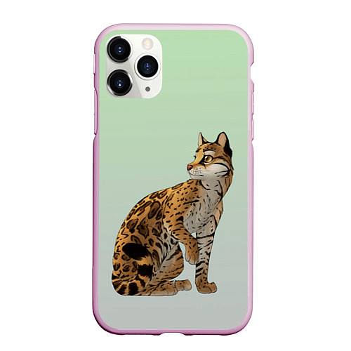 Чехол iPhone 11 Pro матовый Дикий кот оцелот / 3D-Розовый – фото 1
