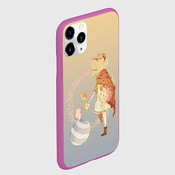 Чехол iPhone 11 Pro матовый Девочка и мышка друзья, цвет: 3D-фиолетовый — фото 2