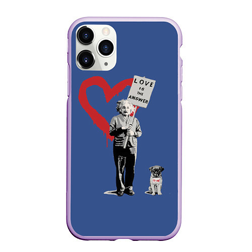 Чехол iPhone 11 Pro матовый Любовь это ответ Banksy / 3D-Сиреневый – фото 1