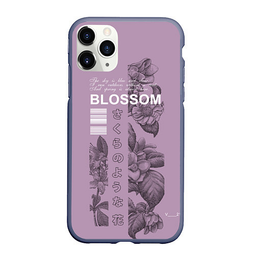 Чехол iPhone 11 Pro матовый Blossom / 3D-Серый – фото 1