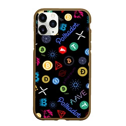 Чехол iPhone 11 Pro матовый BITCOIN PATTERN БИТКОИН Z, цвет: 3D-коричневый