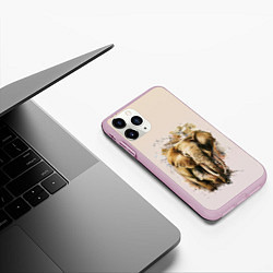 Чехол iPhone 11 Pro матовый Акварельный слон брызги, цвет: 3D-розовый — фото 2