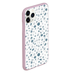 Чехол iPhone 11 Pro матовый Отпечатки лап животных, цвет: 3D-розовый — фото 2