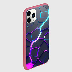 Чехол iPhone 11 Pro матовый НЕОНОВЫЙ РАЗЛОМ 3Д РАЗЛОМ, цвет: 3D-малиновый — фото 2