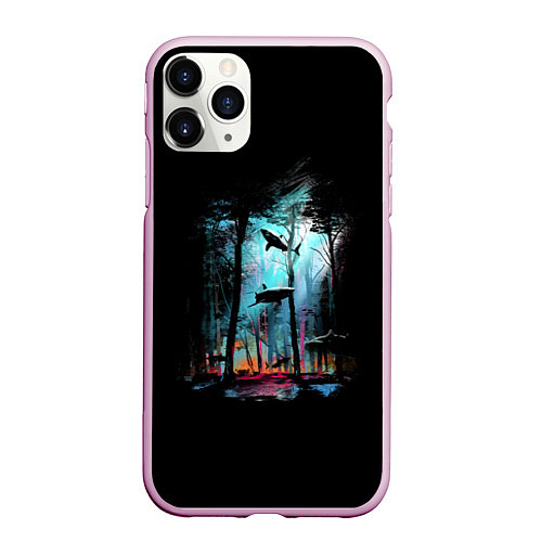 Чехол iPhone 11 Pro матовый Shark forest / 3D-Розовый – фото 1