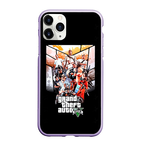 Чехол iPhone 11 Pro матовый Grand Theft Auto five / 3D-Светло-сиреневый – фото 1