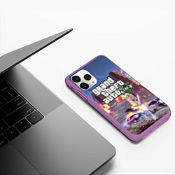 Чехол iPhone 11 Pro матовый ЭКШЕН Grand Theft Auto V, цвет: 3D-фиолетовый — фото 2