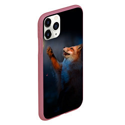 Чехол iPhone 11 Pro матовый Лиса и огонек, цвет: 3D-малиновый — фото 2