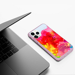 Чехол iPhone 11 Pro матовый Брызги краски, цвет: 3D-розовый — фото 2