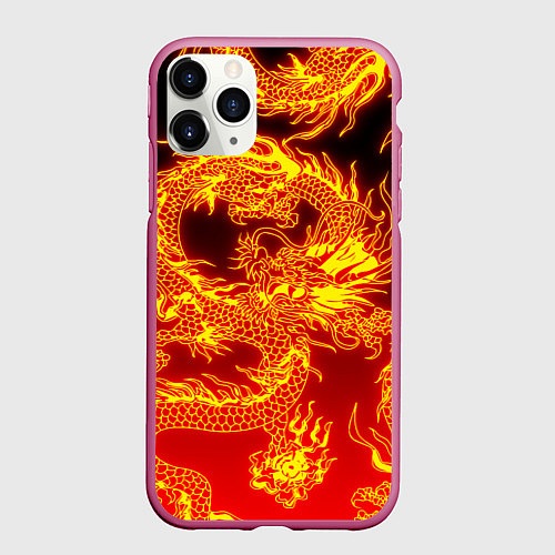 Чехол iPhone 11 Pro матовый ДРАКОН / 3D-Малиновый – фото 1