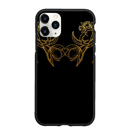 Чехол iPhone 11 Pro матовый Цветы / 3D-Черный – фото 1