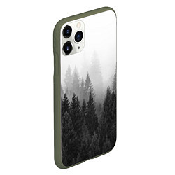 Чехол iPhone 11 Pro матовый Туманный лес, цвет: 3D-темно-зеленый — фото 2