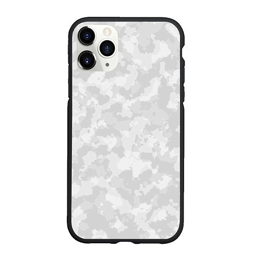 Чехол iPhone 11 Pro матовый СНЕЖНЫЙ КАМУФЛЯЖ / 3D-Черный – фото 1