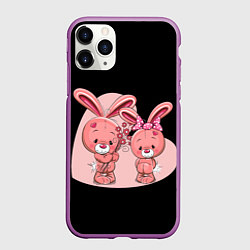 Чехол iPhone 11 Pro матовый ЗАЙЧИКИ, цвет: 3D-фиолетовый