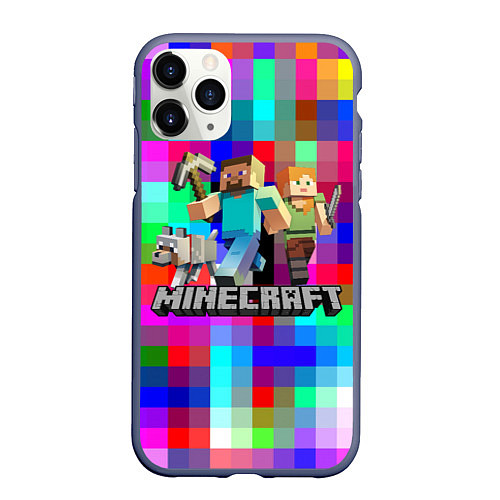 Чехол iPhone 11 Pro матовый MINECRAFT МАЙНКРАФТ / 3D-Серый – фото 1