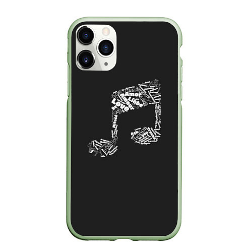 Чехол iPhone 11 Pro матовый Music is Love / 3D-Салатовый – фото 1