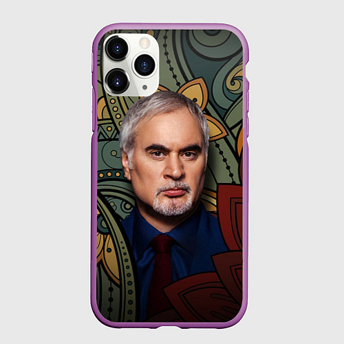 Чехол iPhone 11 Pro матовый Меладзе Цветы Мандала / 3D-Фиолетовый – фото 1