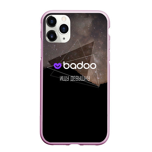 Чехол iPhone 11 Pro матовый Badoo Баду Ищу девушку / 3D-Розовый – фото 1