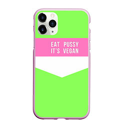 Чехол iPhone 11 Pro матовый Eat pussy Its vegan, цвет: 3D-розовый
