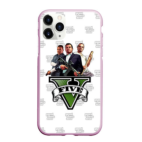 Чехол iPhone 11 Pro матовый Grand Theft Auto FIVE / 3D-Розовый – фото 1