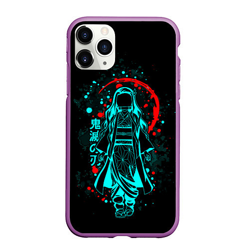 Чехол iPhone 11 Pro матовый Нэдзуко, Kimetsu no Yaiba / 3D-Фиолетовый – фото 1