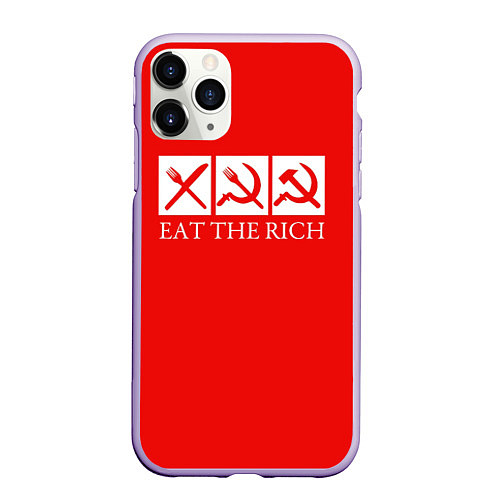 Чехол iPhone 11 Pro матовый Eat The Rich / 3D-Светло-сиреневый – фото 1