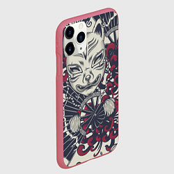 Чехол iPhone 11 Pro матовый Маска Кицунэ Маска лисы, цвет: 3D-малиновый — фото 2