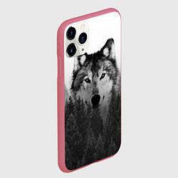 Чехол iPhone 11 Pro матовый Волк, цвет: 3D-малиновый — фото 2