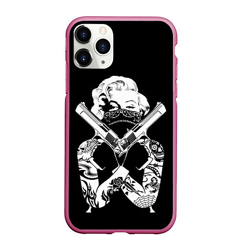 Чехол iPhone 11 Pro матовый GANGSTA MARILYN / 3D-Малиновый – фото 1