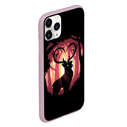 Чехол iPhone 11 Pro матовый Олень в лесу, цвет: 3D-розовый — фото 2