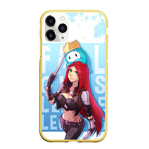 Чехол iPhone 11 Pro матовый Fall guys x league of legands / 3D-Желтый – фото 1