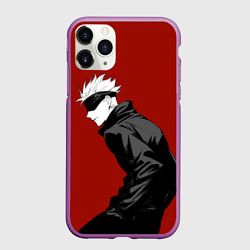 Чехол iPhone 11 Pro матовый Годжо Магическая Битва арт02 / 3D-Фиолетовый – фото 1