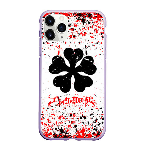 Чехол iPhone 11 Pro матовый Черный клевер - anime / 3D-Светло-сиреневый – фото 1