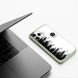 Чехол iPhone 11 Pro матовый Чёрный клевер,, цвет: 3D-салатовый — фото 2