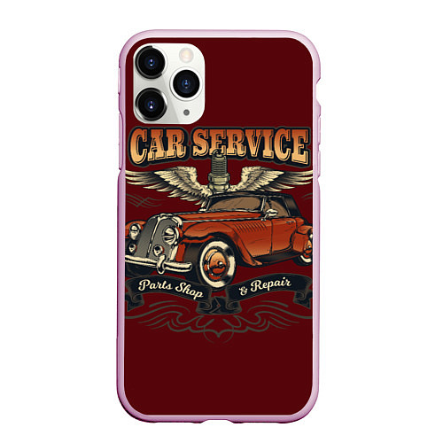 Чехол iPhone 11 Pro матовый CAR SERVICE / 3D-Розовый – фото 1