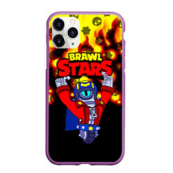 Чехол iPhone 11 Pro матовый Brawl StarsStu, цвет: 3D-фиолетовый