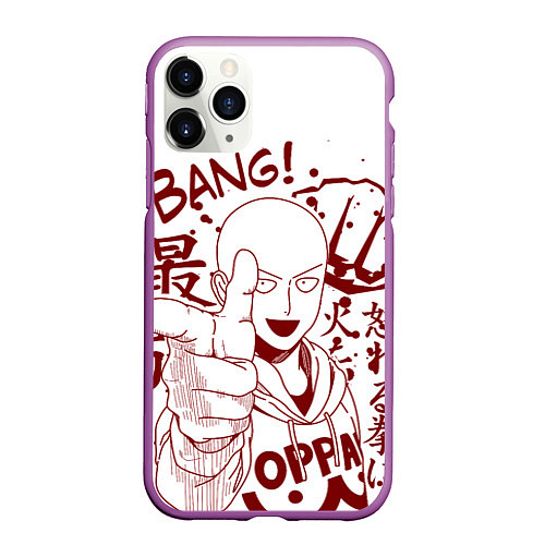 Чехол iPhone 11 Pro матовый One-Punch Man / 3D-Фиолетовый – фото 1