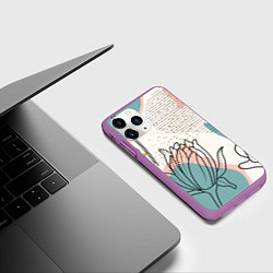 Чехол iPhone 11 Pro матовый Цветы, цвет: 3D-фиолетовый — фото 2