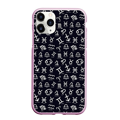 Чехол iPhone 11 Pro матовый Знаки Зодиака / 3D-Розовый – фото 1