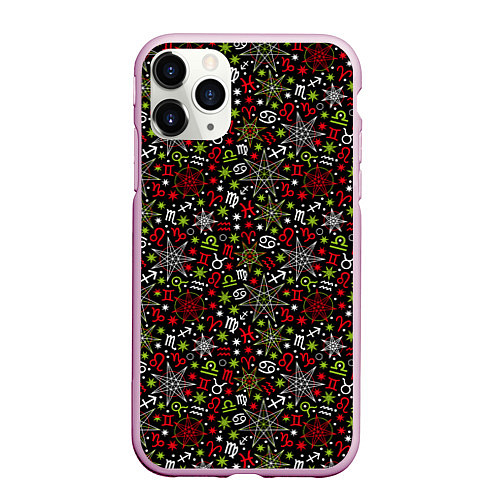 Чехол iPhone 11 Pro матовый Знаки Зодиака / 3D-Розовый – фото 1