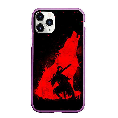 Чехол iPhone 11 Pro матовый DARK SOULS ТЁМНЫЕ ДУШИ / 3D-Фиолетовый – фото 1