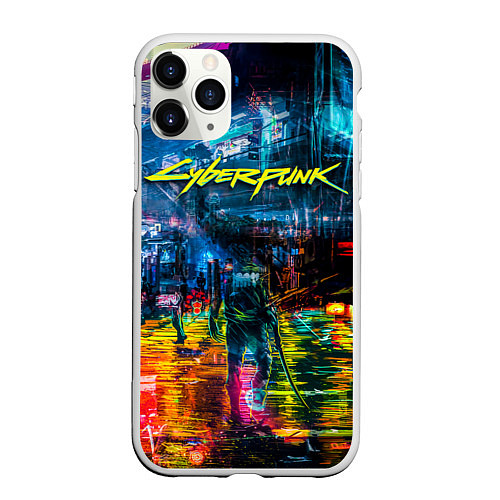 Чехол iPhone 11 Pro матовый Сyberpunk City / 3D-Белый – фото 1